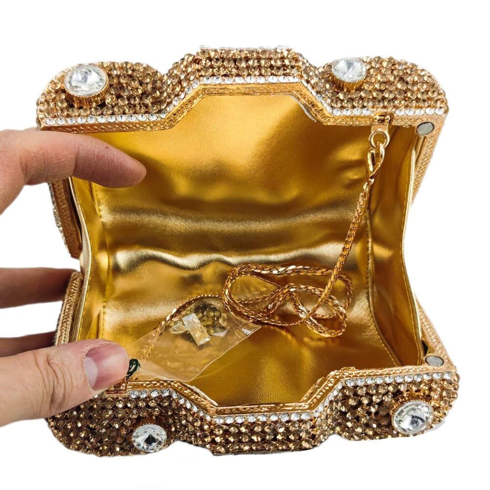 8925 SLR Camera Shape Crystal Clutch Bag Evening Handbags Bridal Party - Picture 2 of 6